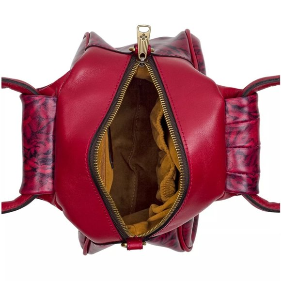 NEW PATRICIA NASH MILBURN BURGUNDY RED ROSES PLEATED LEATHER VINTAGE STYLE BAG - Picture 5 of 5